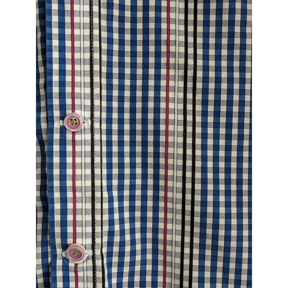Robert Graham Classic Fit Blue Red Gray White Plaid Short Sleeve Shirt Medium‎ - Picture 6 of 10
